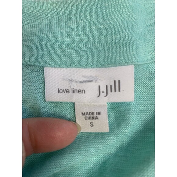 J. Jill Love Linen Open Front Cardigan Womens Size Small Green Long Sleeve - Picture 4 of 7